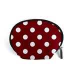 Polka Dots - White on Burgundy Red Accessory Pouch (Small)