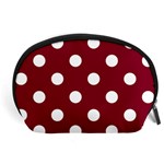 Polka Dots - White on Burgundy Red Accessory Pouch (Large)