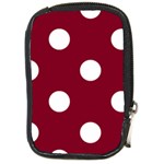 Polka Dots - White on Burgundy Red Compact Camera Leather Case