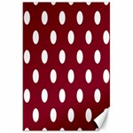 Polka Dots - White on Burgundy Red Canvas 20  x 30 