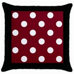 Polka Dots - White on Burgundy Red Throw Pillow Case (Black)