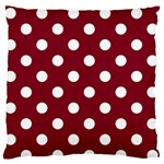 Polka Dots - White on Burgundy Red Large Flano Cushion Case (One Side)