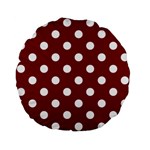 Polka Dots - White on Burgundy Red Standard 15  Premium Flano Round Cushion