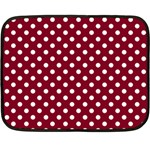Polka Dots - White on Burgundy Red Fleece Blanket (Mini)