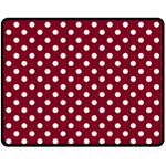 Polka Dots - White on Burgundy Red Fleece Blanket (Medium) (One Side)