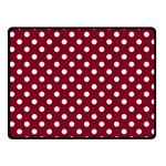 Polka Dots - White on Burgundy Red Fleece Blanket (Small) (One Side)