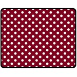 Polka Dots - White on Burgundy Red Double Sided Fleece Blanket (Medium) (Two Sides)