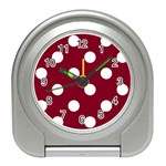 Polka Dots - White on Burgundy Red Desk Alarm Clock
