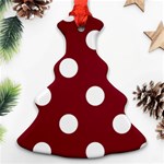 Polka Dots - White on Burgundy Red Ornament (Christmas Tree)