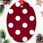 Polka Dots - White on Burgundy Red Ornament (Oval)