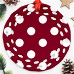 Polka Dots - White on Burgundy Red Round Filigree Ornament (Two Sides)