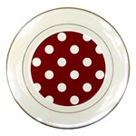 Polka Dots - White on Burgundy Red Porcelain Plate