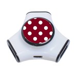 Polka Dots - White on Burgundy Red Portable USB Hub (One Side)