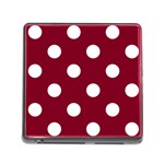 Polka Dots - White on Burgundy Red Memory Card Reader (Square)