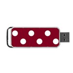 Polka Dots - White on Burgundy Red Portable USB Flash (One Side)