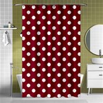 Polka Dots - White on Burgundy Red Shower Curtain 48  x 72  (Small)