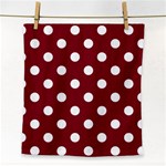 Polka Dots - White on Burgundy Red Face Towel