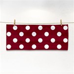 Polka Dots - White on Burgundy Red Hand Towel