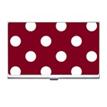 Polka Dots - White on Burgundy Red Business Card Holder