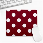 Polka Dots - White on Burgundy Red Large Mousepad