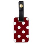 Polka Dots - White on Burgundy Red Luggage Tag (One Side)