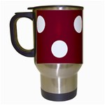Polka Dots - White on Burgundy Red Travel Mug (White)