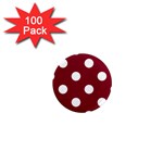 Polka Dots - White on Burgundy Red 1  Mini Magnet (100 pack)