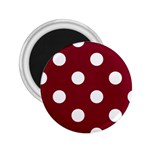 Polka Dots - White on Burgundy Red 2.25  Magnet