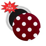 Polka Dots - White on Burgundy Red 2.25  Magnet (10 pack)