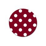 Polka Dots - White on Burgundy Red Magnet 3  (Round)