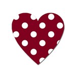Polka Dots - White on Burgundy Red Magnet (Heart)