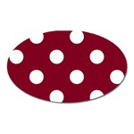 Polka Dots - White on Burgundy Red Magnet (Oval)