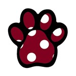 Polka Dots - White on Burgundy Red Magnet (Paw Print)