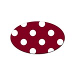 Polka Dots - White on Burgundy Red Sticker (Oval)