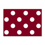 Polka Dots - White on Burgundy Red Sticker A4 (100 pack)