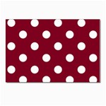 Polka Dots - White on Burgundy Red Postcards 5  x 7  (Pkg of 10)