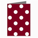 Polka Dots - White on Burgundy Red Greeting Card