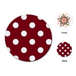 Polka Dots - White on Burgundy Red Playing Cards (Round)