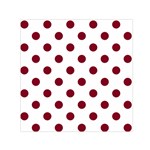 Polka Dots - Burgundy Red on White Small Satin Scarf  (Square)