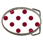 Polka Dots - Burgundy Red on White Belt Buckle