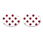 Polka Dots - Burgundy Red on White Cufflinks (Oval)