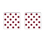 Polka Dots - Burgundy Red on White Cufflinks (Square)