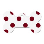 Polka Dots - Burgundy Red on White Dog Tag Bone (Two Sides)