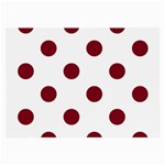 Polka Dots - Burgundy Red on White Large Glasses Cloth
