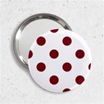 Polka Dots - Burgundy Red on White 2.25  Handbag Mirror