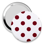 Polka Dots - Burgundy Red on White 3  Handbag Mirror