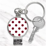 Polka Dots - Burgundy Red on White Nail Clippers Key Chain