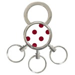 Polka Dots - Burgundy Red on White 3-Ring Key Chain