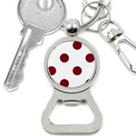Polka Dots - Burgundy Red on White Bottle Opener Key Chain