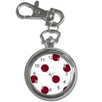 Polka Dots - Burgundy Red on White Key Chain Watch